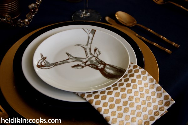 Tablescape Navy Gold_Antler Plates3_heidikinscooks_Jan 2104